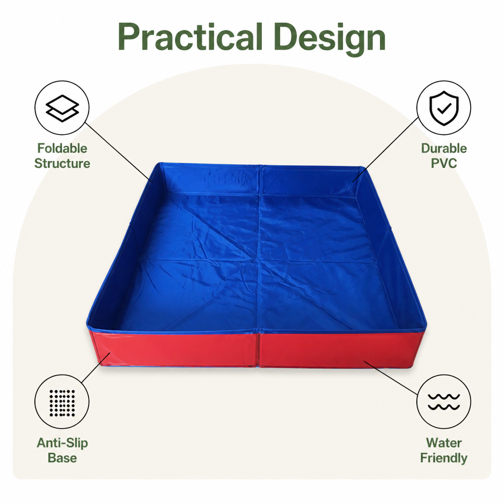 DogBedHouse Foldable Pet Paddling Pool (Anti-Slip PVC Base)