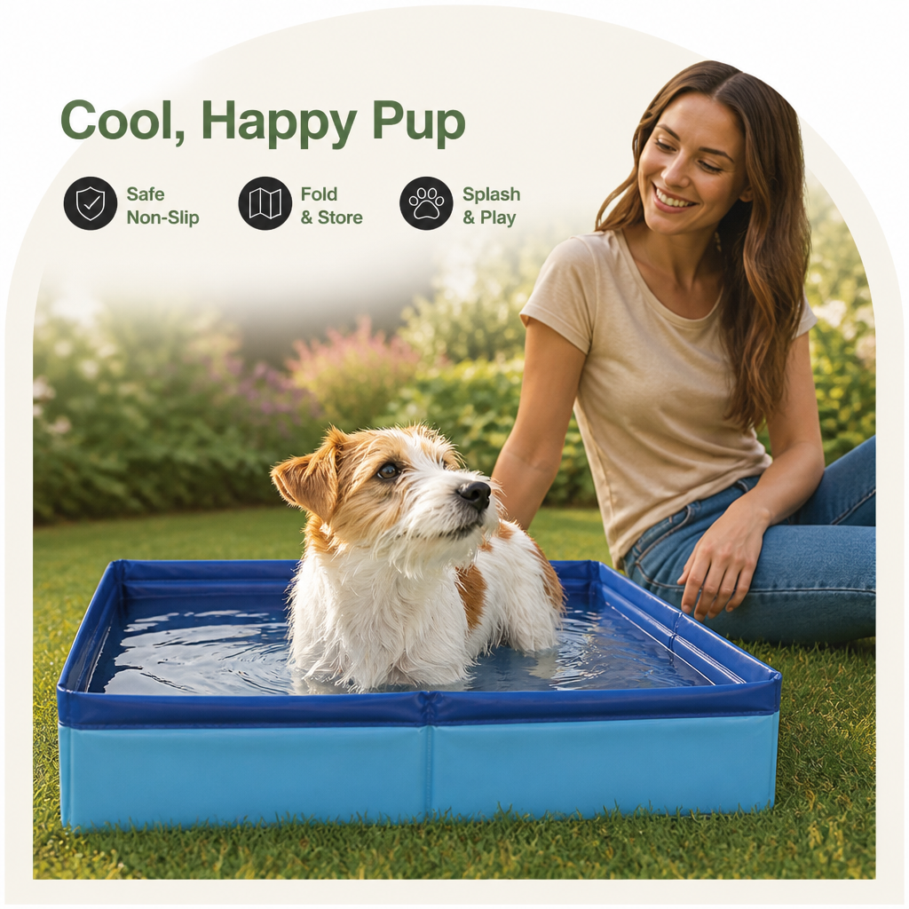 DogBedHouse Foldable Pet Paddling Pool (Anti-Slip PVC Base)