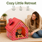 DogBedHouse Foldable Plush Brick Wall Pet House (Small)