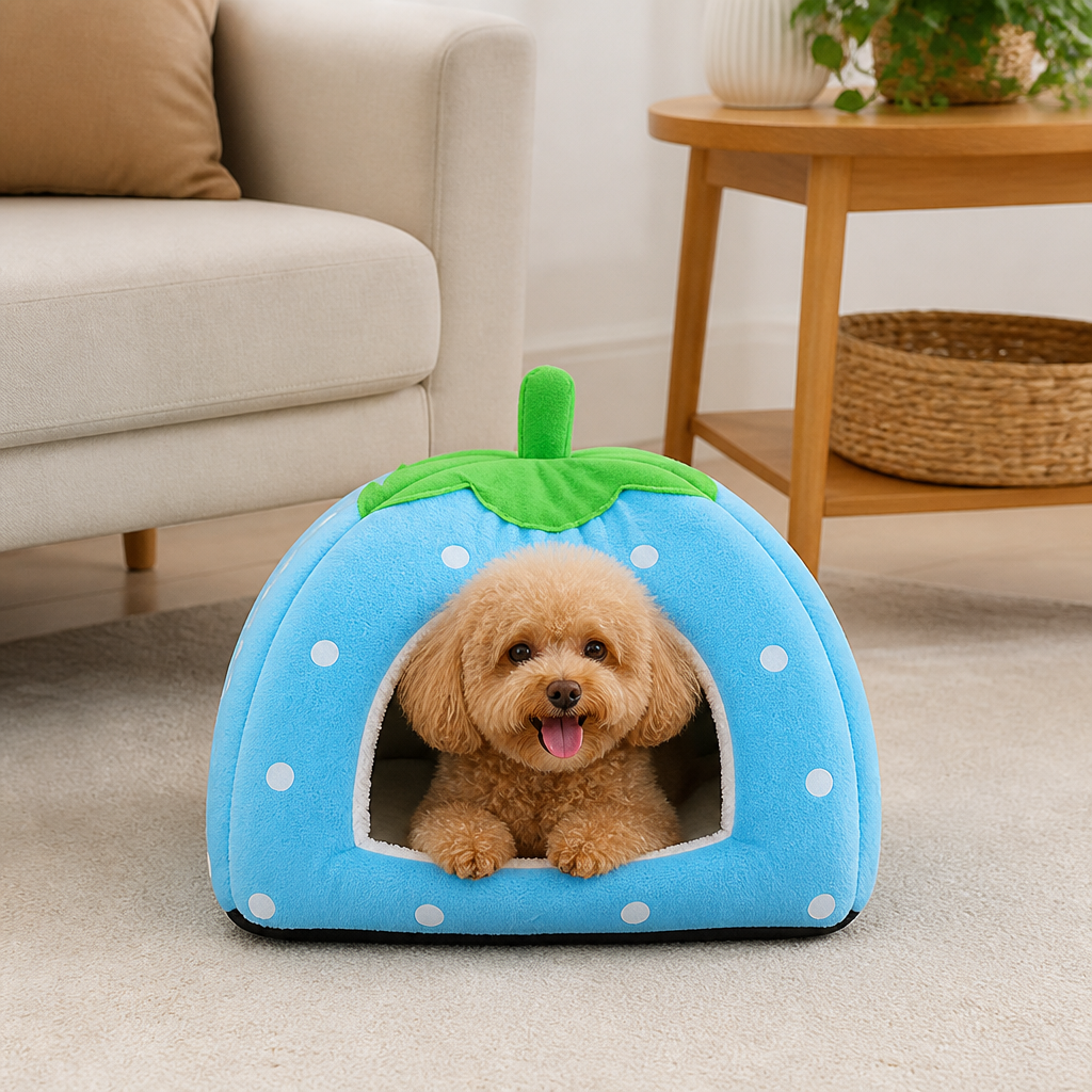 DogBedHouse Foldable Plush Pet House Bed