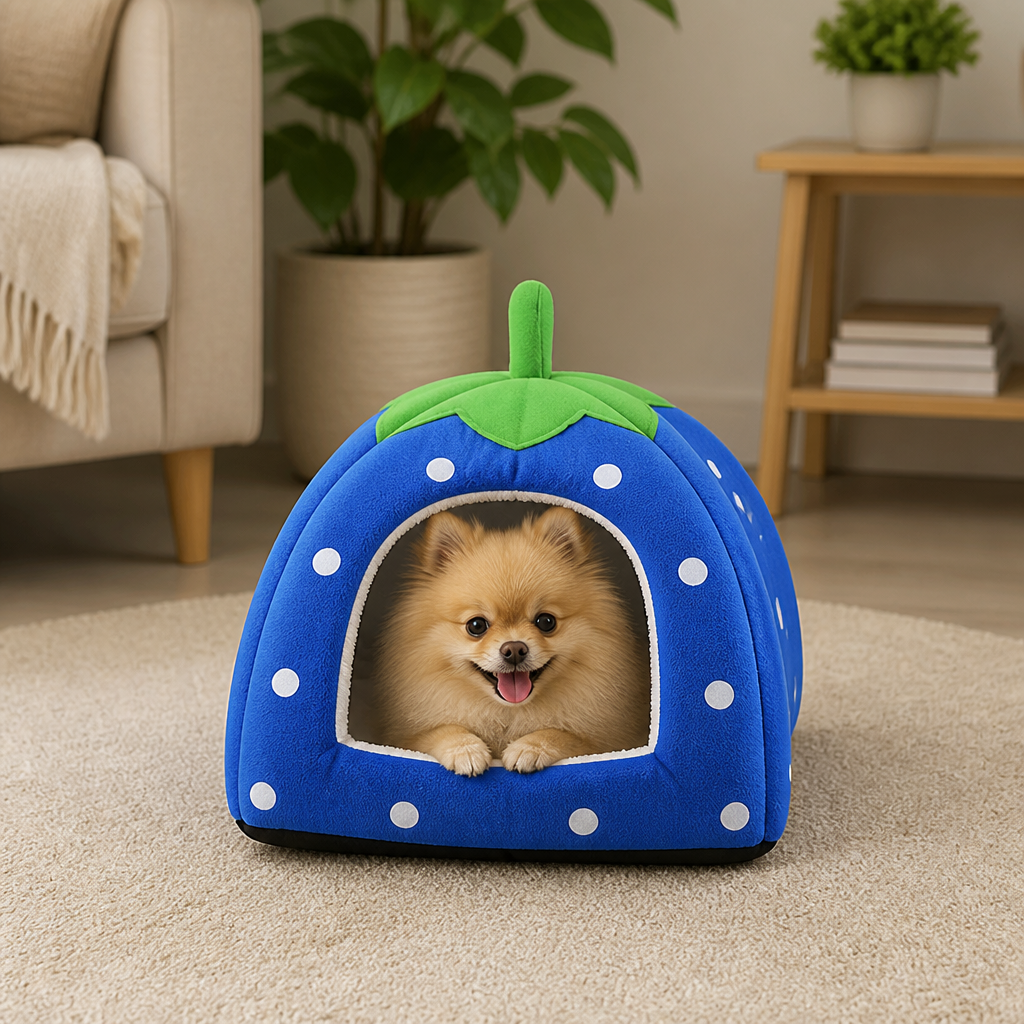 DogBedHouse Foldable Plush Pet House Bed
