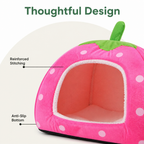 DogBedHouse Foldable Plush Pet Tent (Strawberry Shape)