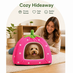 DogBedHouse Foldable Plush Pet Tent (Strawberry Shape)