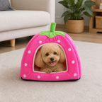 DogBedHouse Foldable Plush Pet Tent (Strawberry Shape)