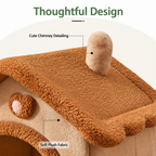 DogBedHouse Foldable Plush Velvet & Flannelette Pet House (Removable Washable Cushion)
