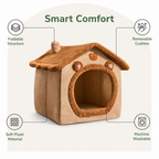 DogBedHouse Foldable Plush Velvet & Washable Pet House (Removable Cushion)
