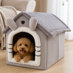 DogBedHouse Foldable Plush Velvet & Washable Pet House (Removable Cushion)