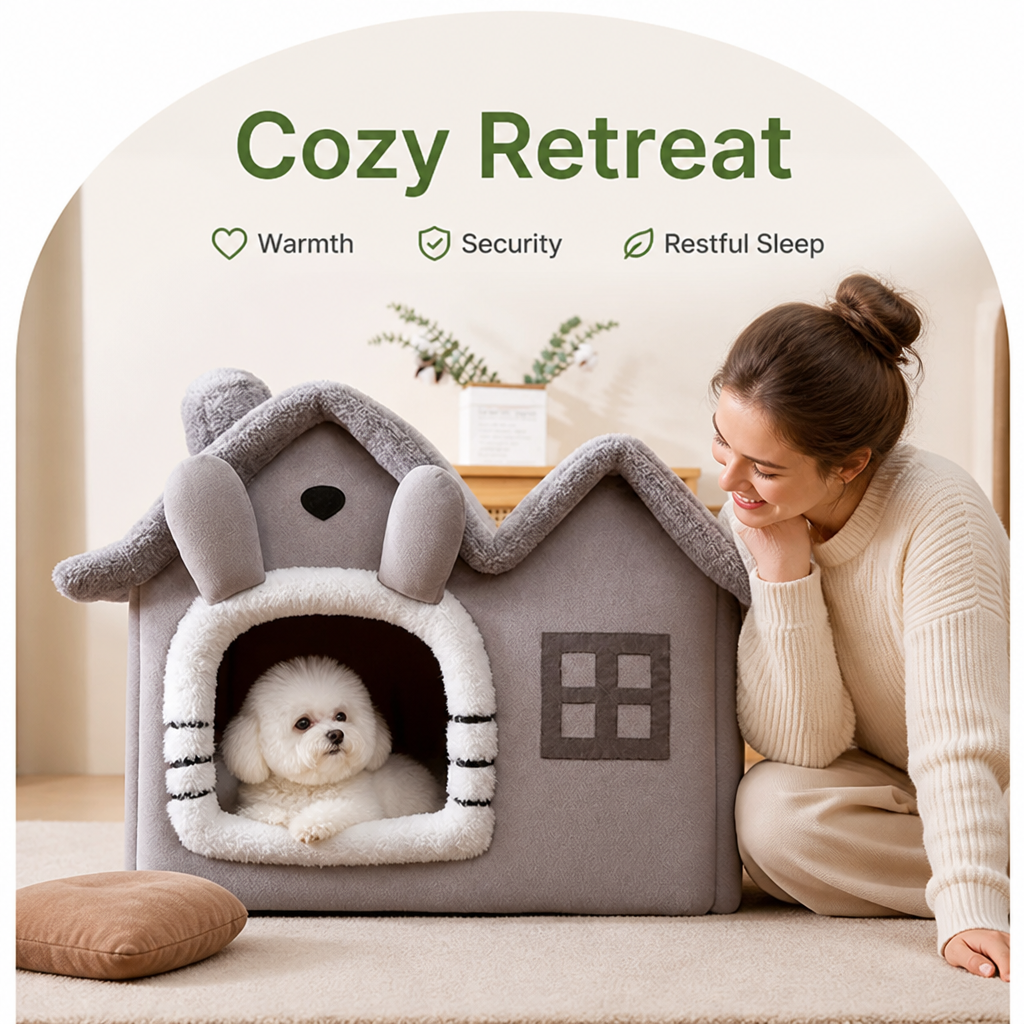 DogBedHouse Foldable Plush & Warm Pet House