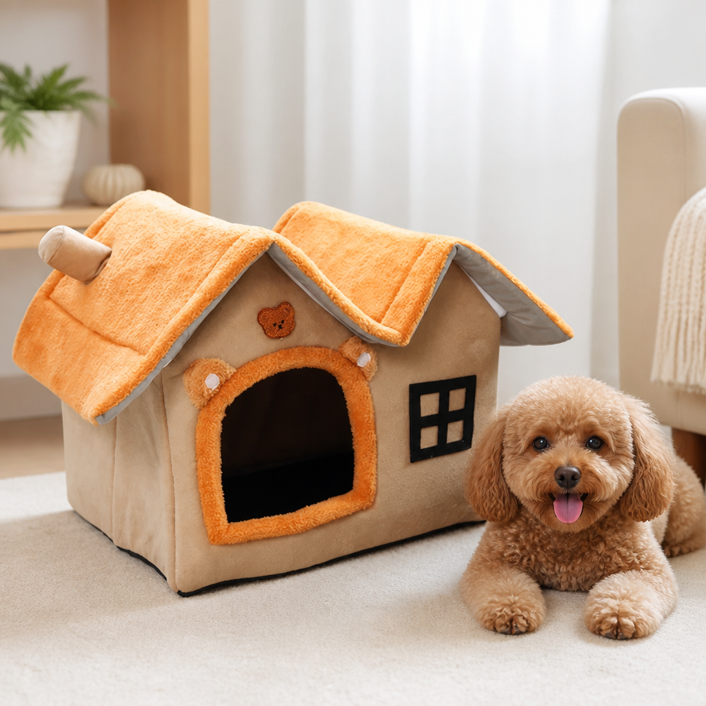 DogBedHouse Foldable Plush & Warm Pet House