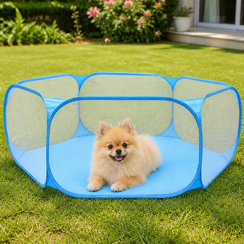 DogBedHouse Foldable Pop-Up & Breathable Mesh Pet Playpen