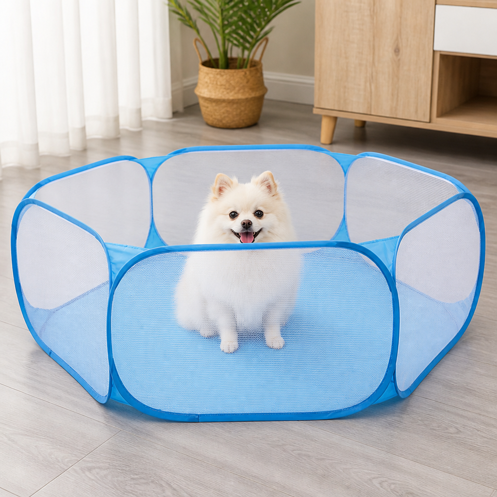 DogBedHouse Foldable Pop-Up & Breathable Mesh Pet Playpen