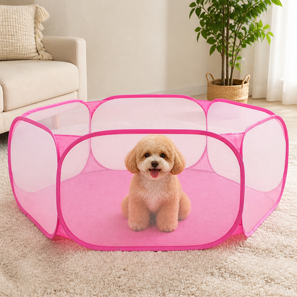 DogBedHouse Foldable Pop-Up & Breathable Mesh Pet Playpen