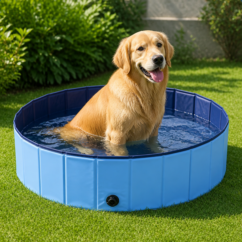 DogBedHouse Foldable Portable Dog Pool (Drain Valve)