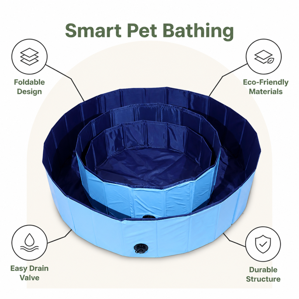 DogBedHouse Foldable Portable Dog Pool (Drain Valve)
