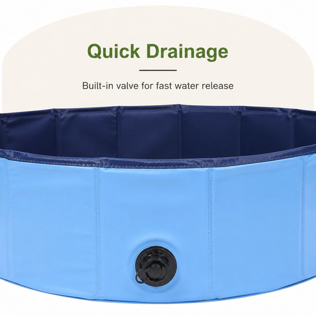 DogBedHouse Foldable Portable Dog Pool (Drain Valve)