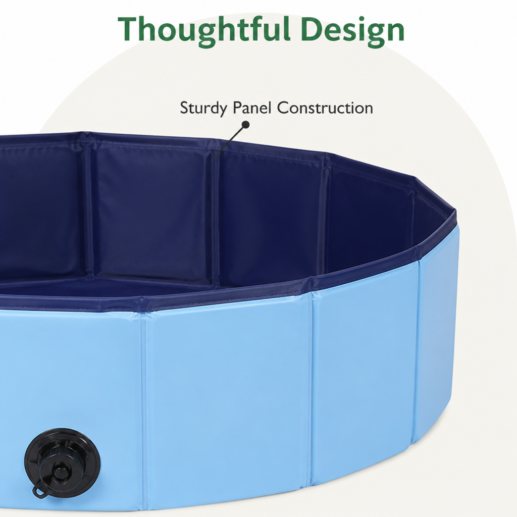 DogBedHouse Foldable Portable Dog Pool (Drain Valve)