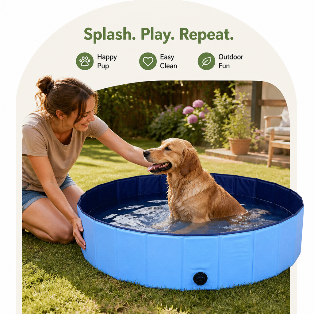 DogBedHouse Foldable Portable Dog Pool (Drain Valve)