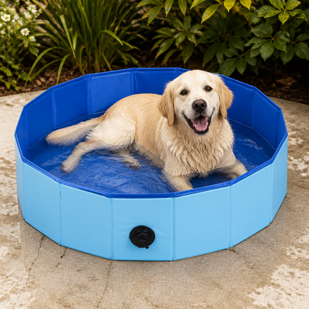 DogBedHouse Foldable Portable Dog Pool (Drain Valve)