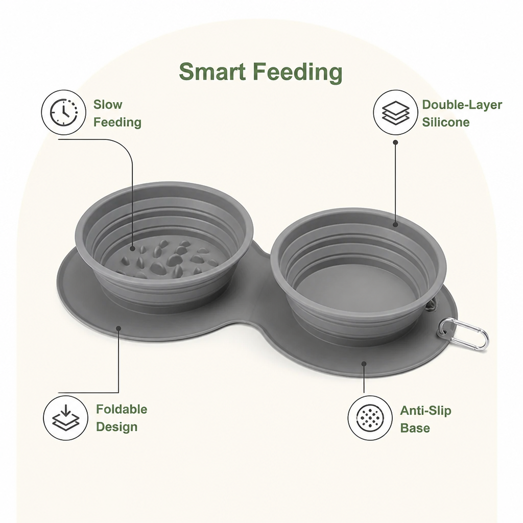 DogBedHouse Foldable Silicone Anti-Slip Travel Bowl