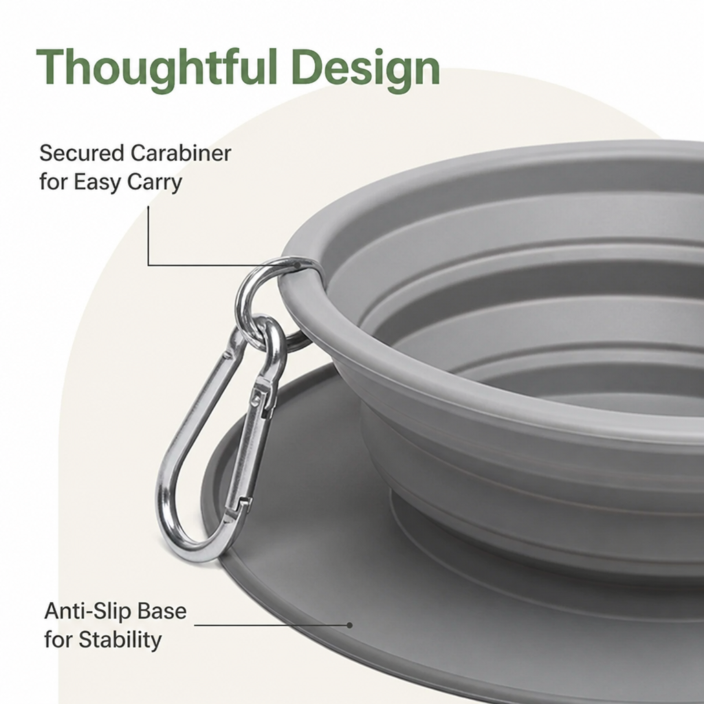 DogBedHouse Foldable Silicone Anti-Slip Travel Bowl