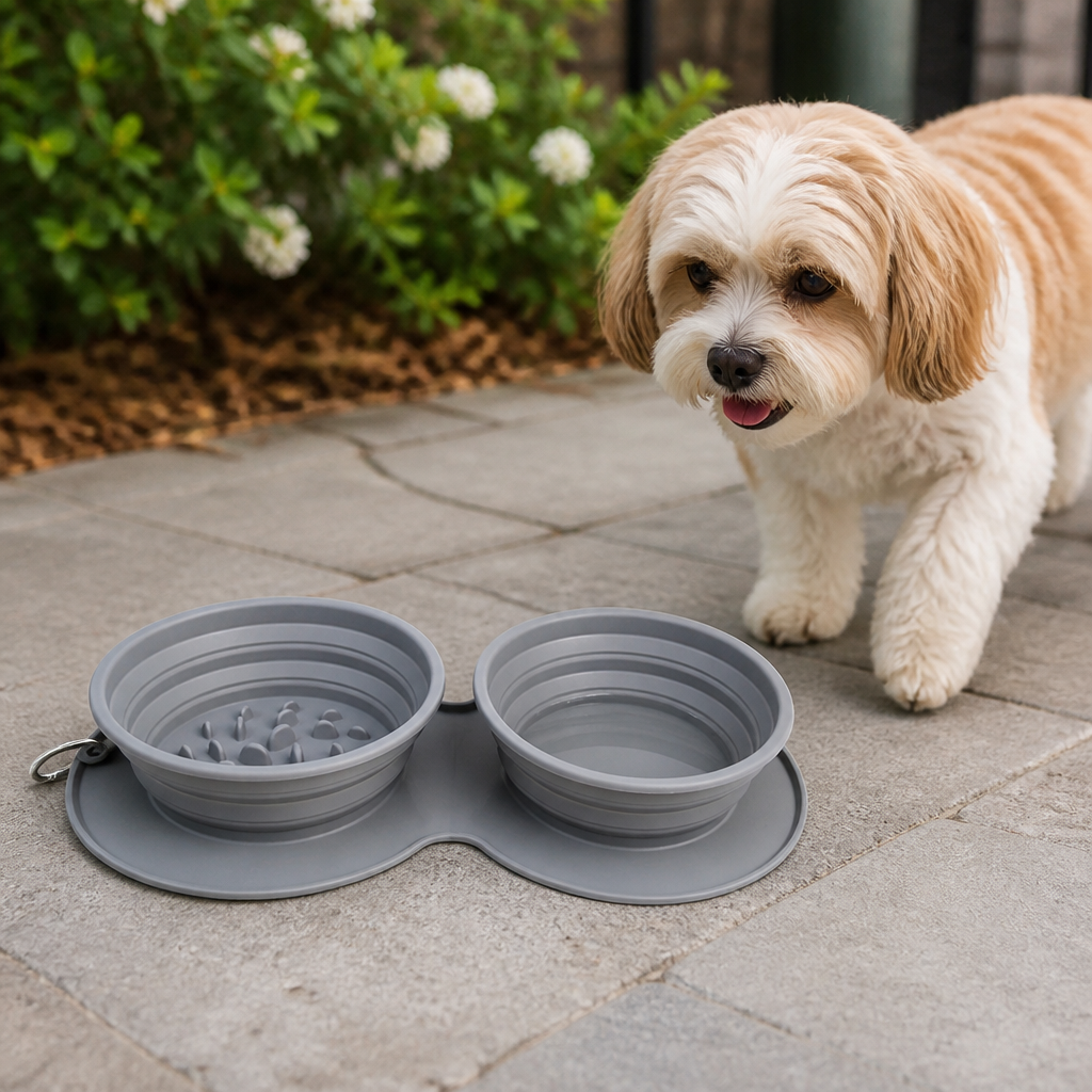DogBedHouse Foldable Silicone Anti-Slip Travel Bowl