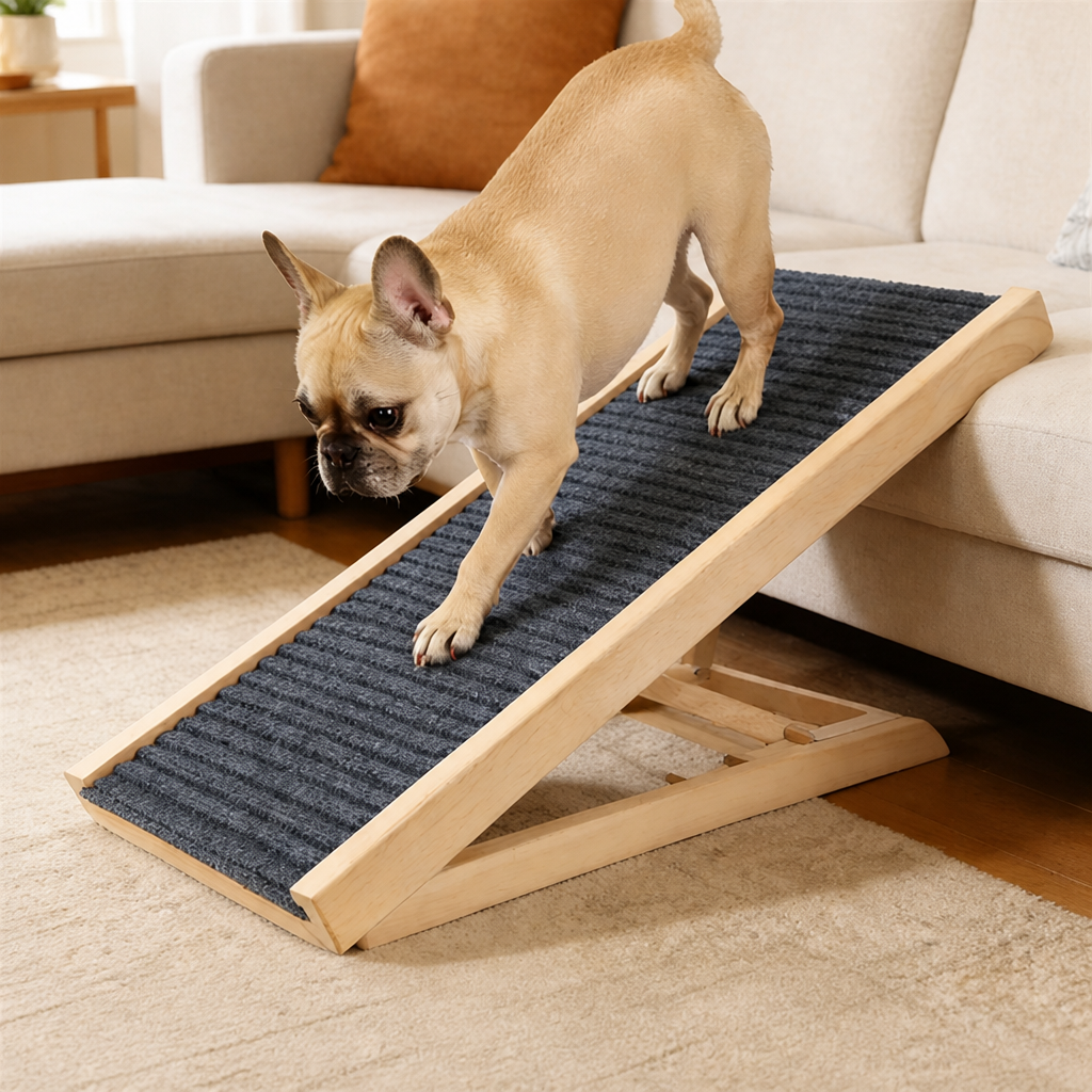DogBedHouse Foldable Solid Wood & Non-Slip Pet Ramp