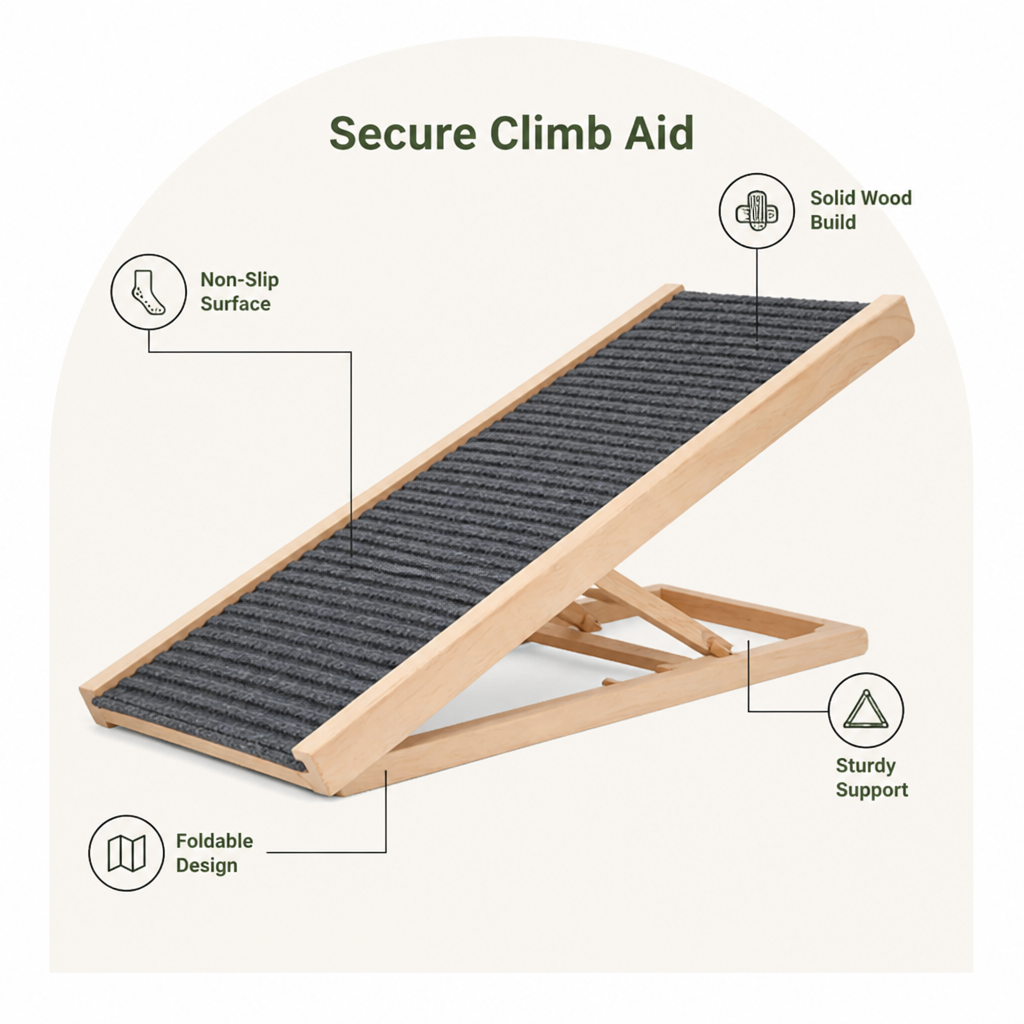 DogBedHouse Foldable Solid Wood & Non-Slip Pet Ramp