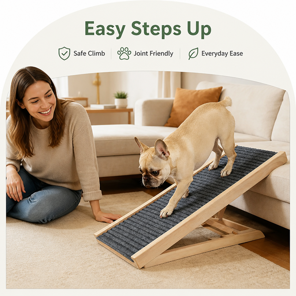 DogBedHouse Foldable Solid Wood & Non-Slip Pet Ramp