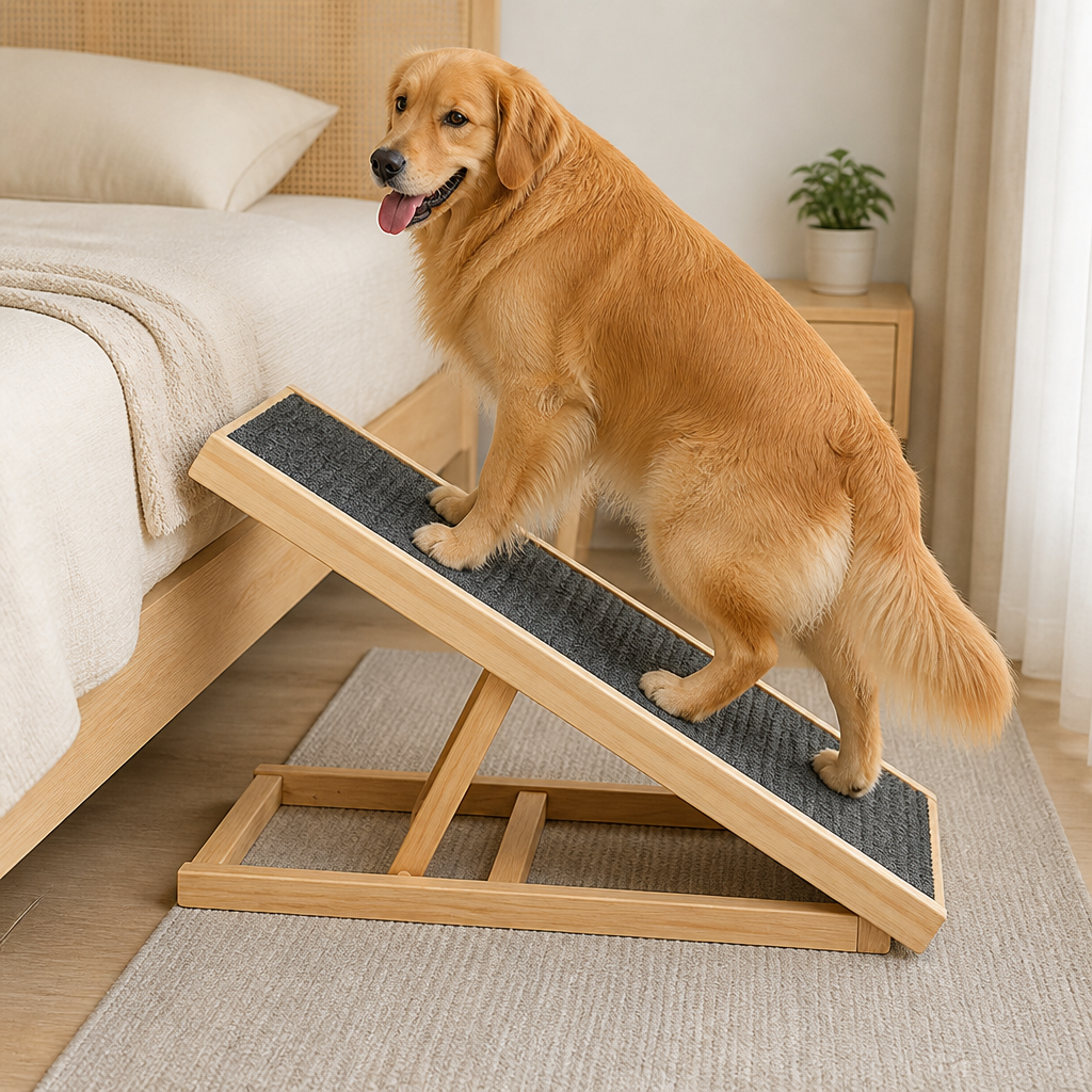 DogBedHouse Foldable Solid Wood & Non-Slip Pet Ramp