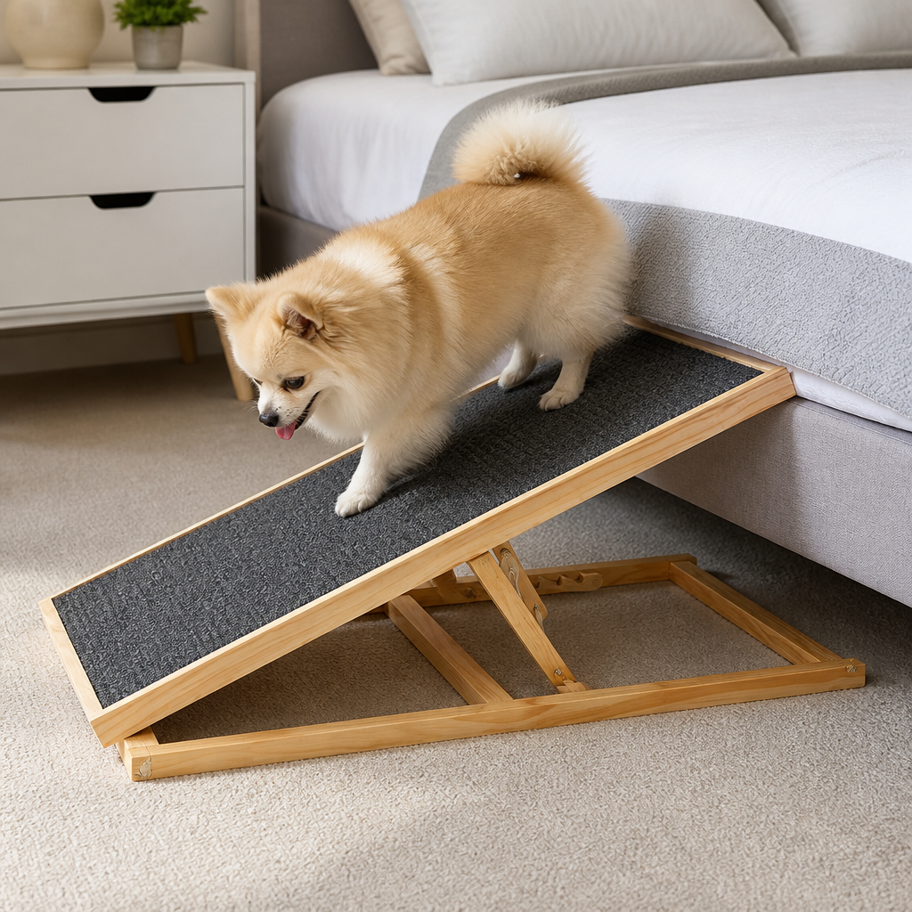 DogBedHouse Foldable Solid Wood & Non-Slip Pet Ramp