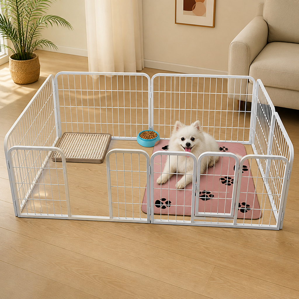 DogBedHouse Foldable Stainless Steel Dog Playpen (6-Panel)