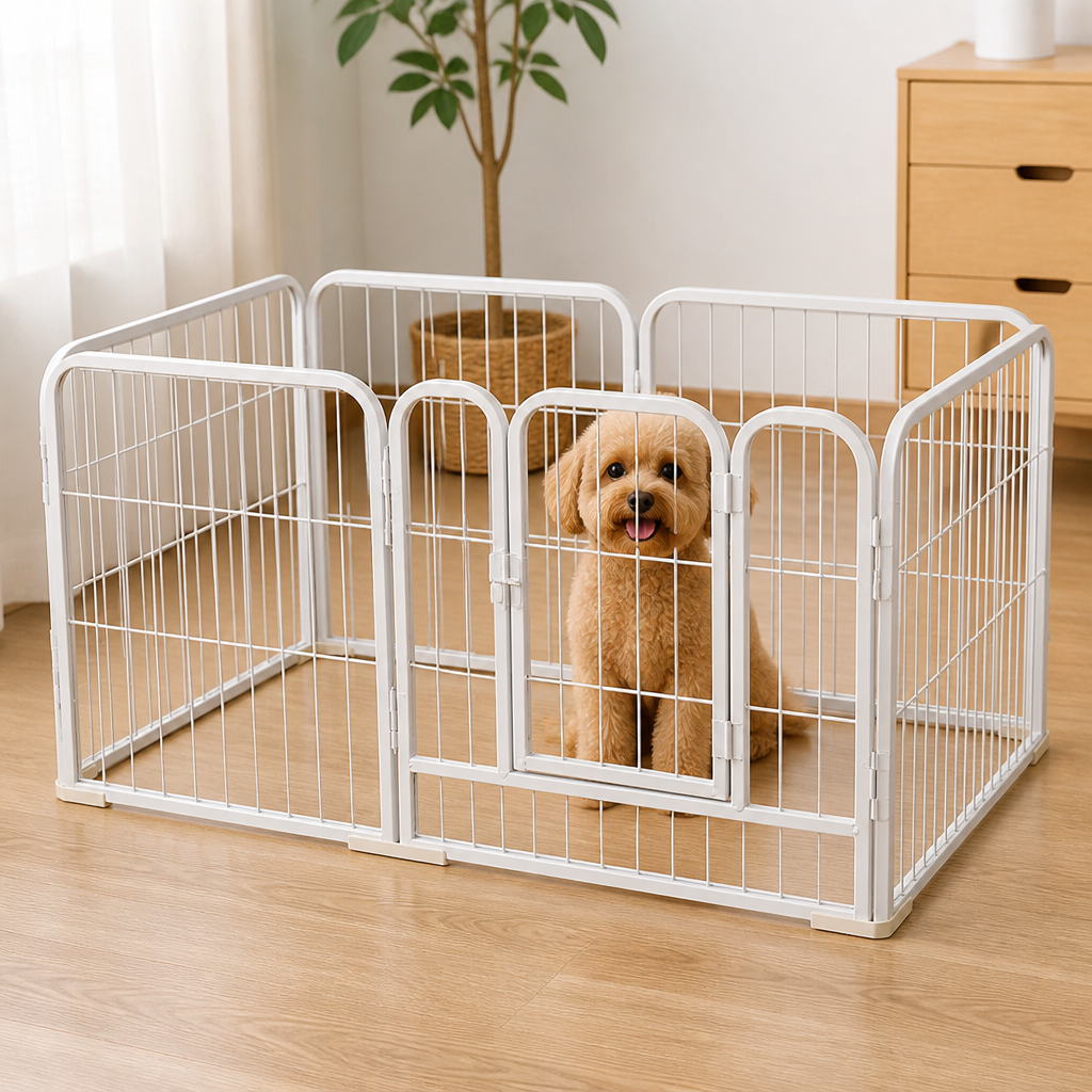 DogBedHouse Foldable Stainless Steel Dog Playpen (6-Panel)