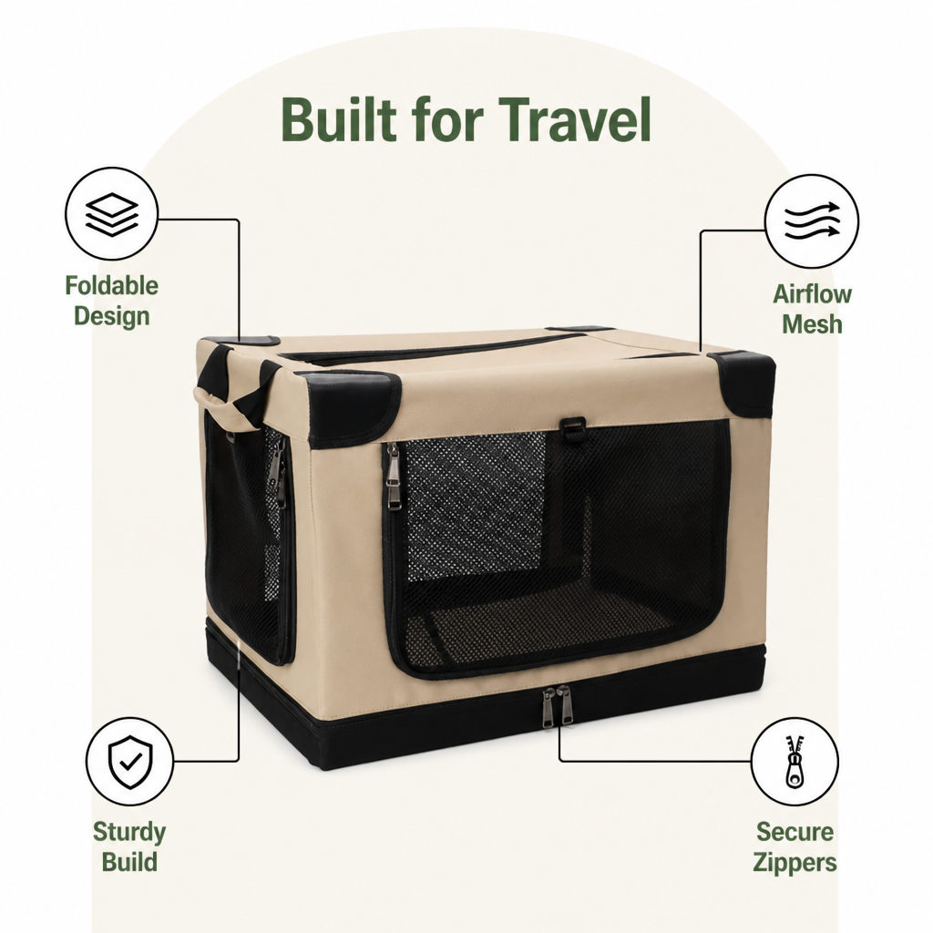 DogBedHouse Foldable & Ventilated Car Kennel (Small)