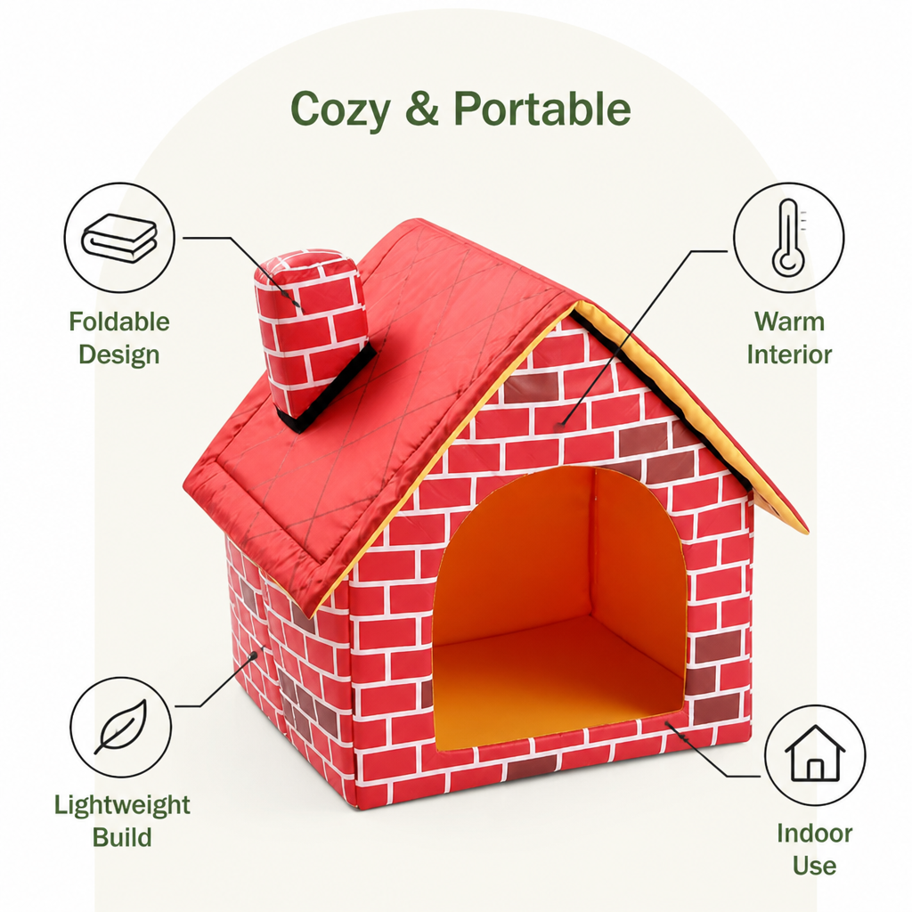 DogBedHouse Foldable Warm Plush Pet House
