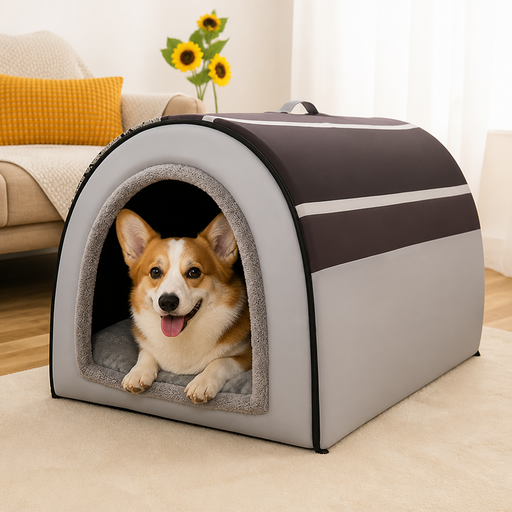 DogBedHouse Foldable & Washable Enclosed Dog Bed (Removable Nest)