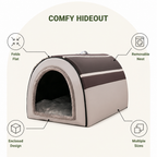 DogBedHouse Foldable & Washable Enclosed Dog Bed (Removable Nest)