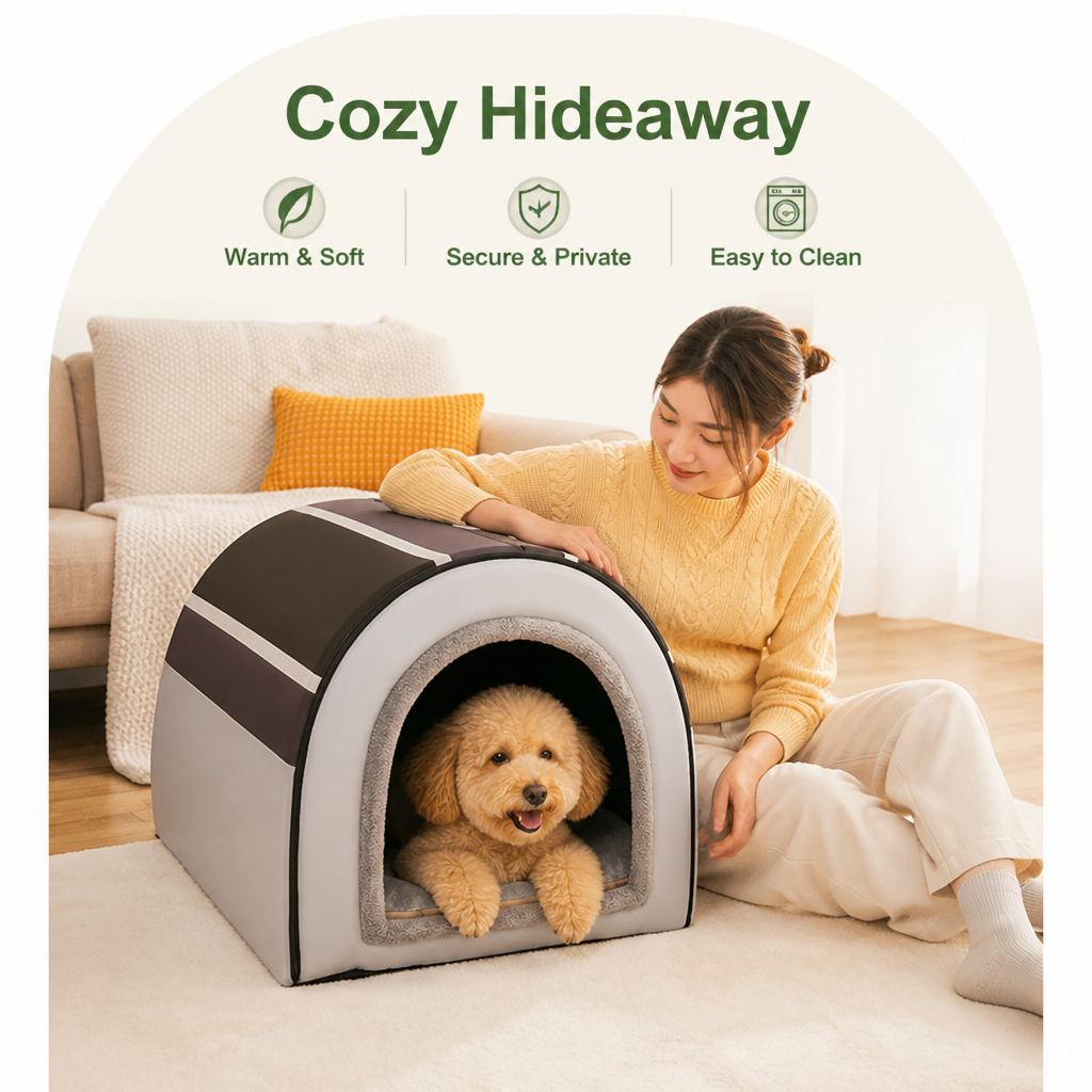 DogBedHouse Foldable & Washable Enclosed Dog Bed (Removable Nest)