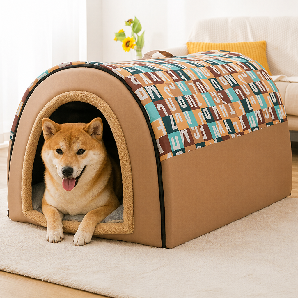 DogBedHouse Foldable & Washable Enclosed Dog Bed (Removable Nest)