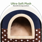 DogBedHouse Foldable & Washable Enclosed Plush Dog Bed (Removable Cushion)