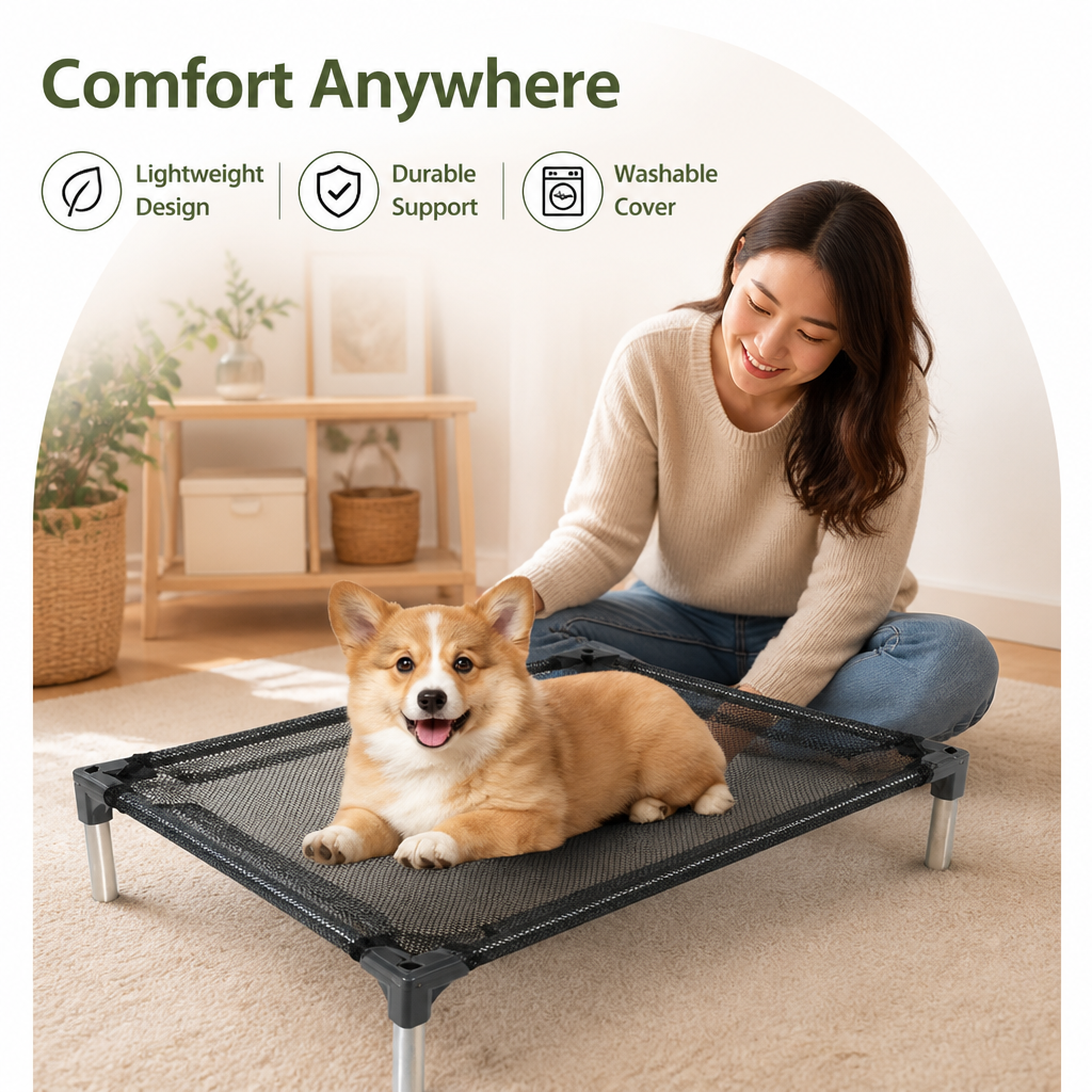 DogBedHouse Foldable & Washable Pet Bed (Removable Cover)