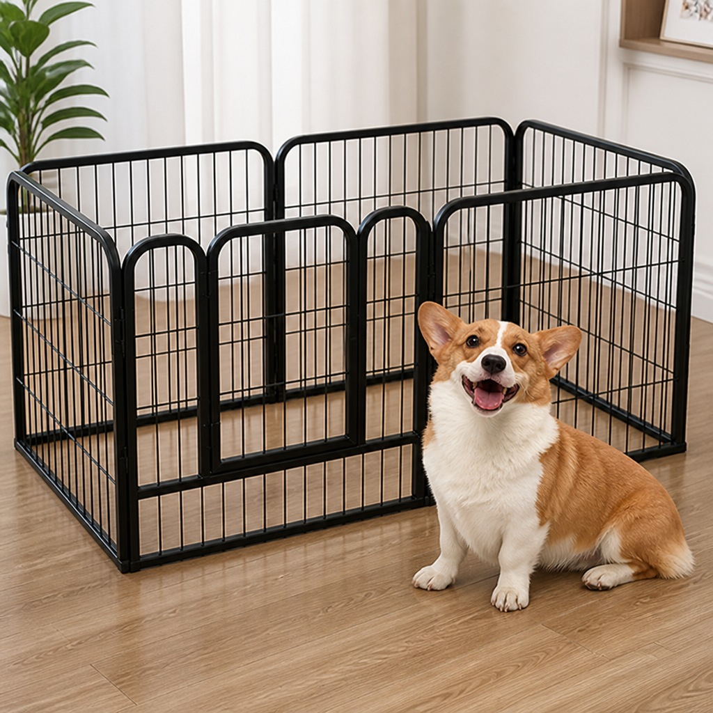 DogBedHouse Foldable Wood & Steel Pet Playpen