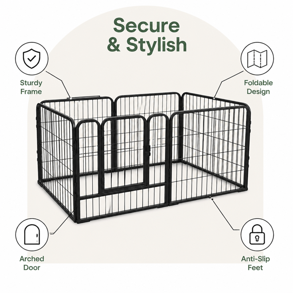 DogBedHouse Foldable Wood & Steel Pet Playpen