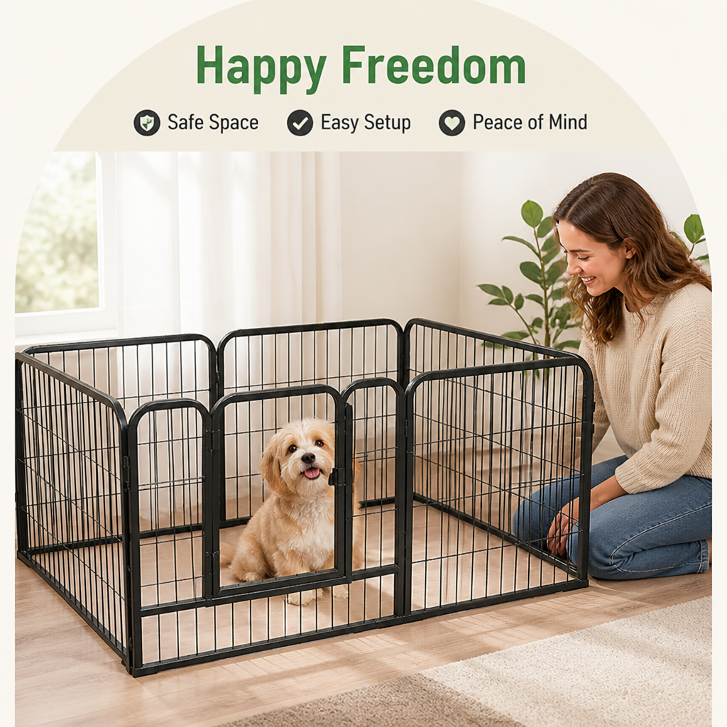 DogBedHouse Foldable Wood & Steel Pet Playpen