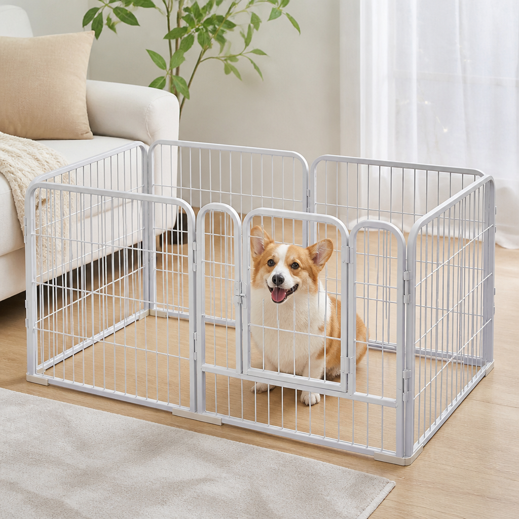 DogBedHouse Foldable Wood & Steel Pet Playpen
