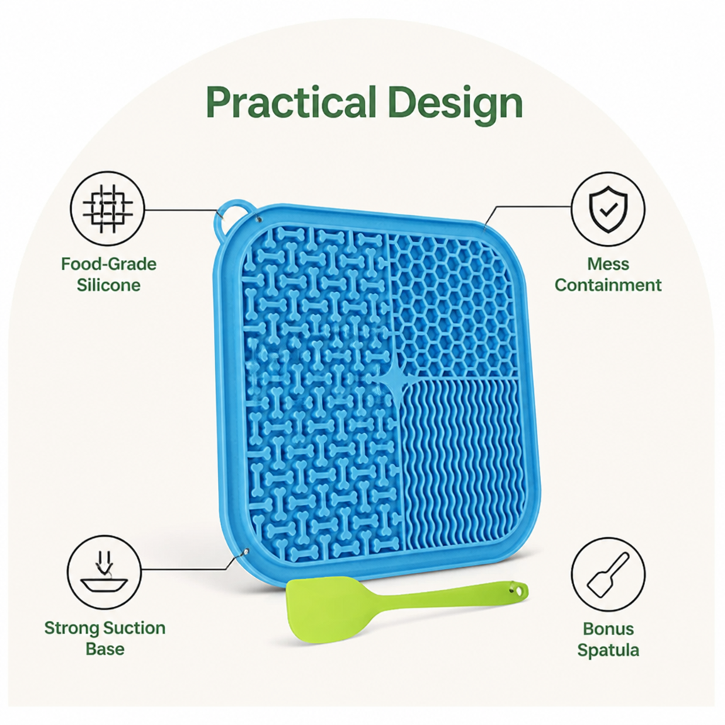 DogBedHouse Food-Grade Silicone & Strong Suction Slow Feeder Mat (64 Suction Cups)