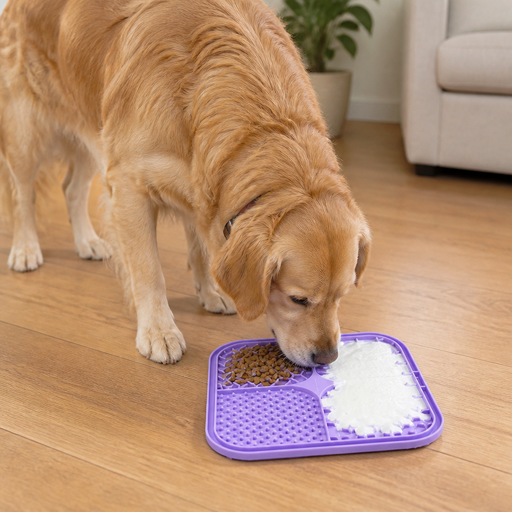 DogBedHouse Food-Grade Silicone Suction-Cup Licking Mat (4-Section)