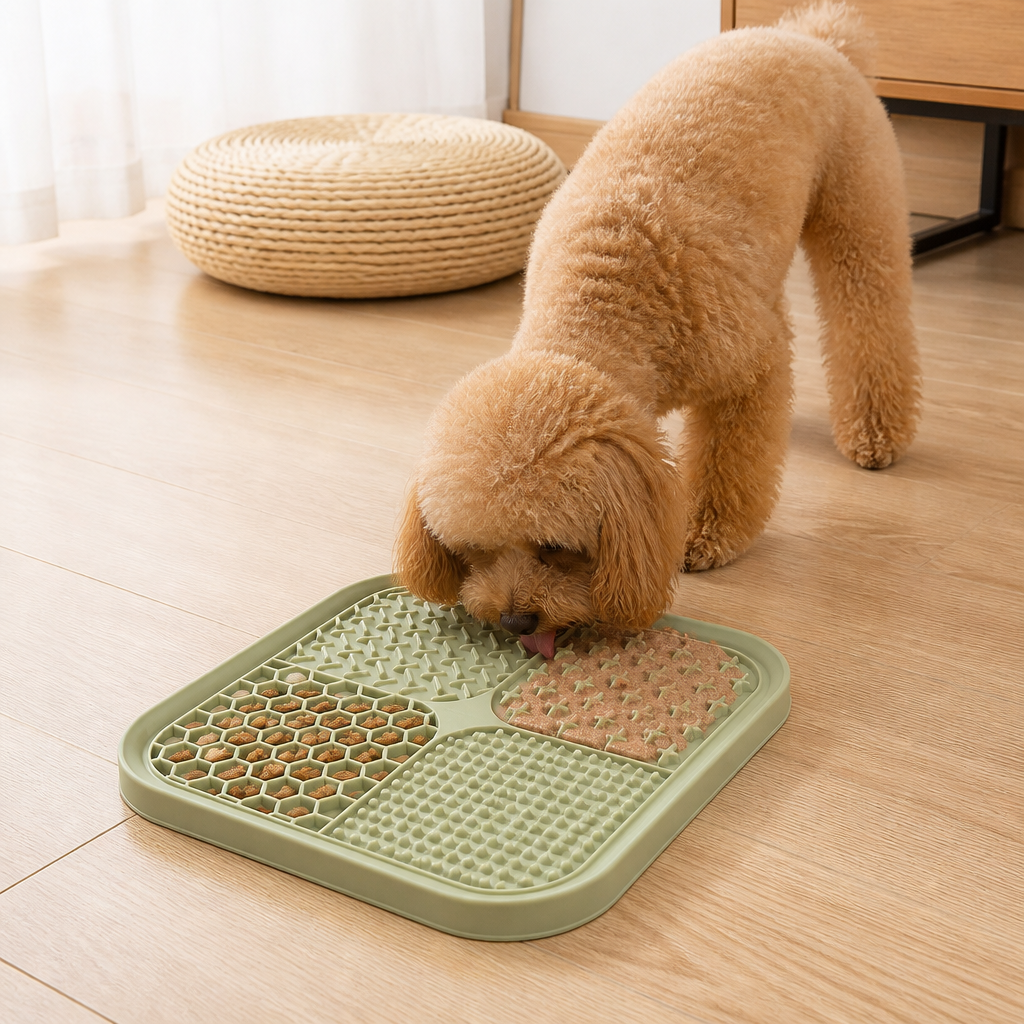 DogBedHouse Food-Grade Silicone Suction-Cup Licking Mat (4-Section)