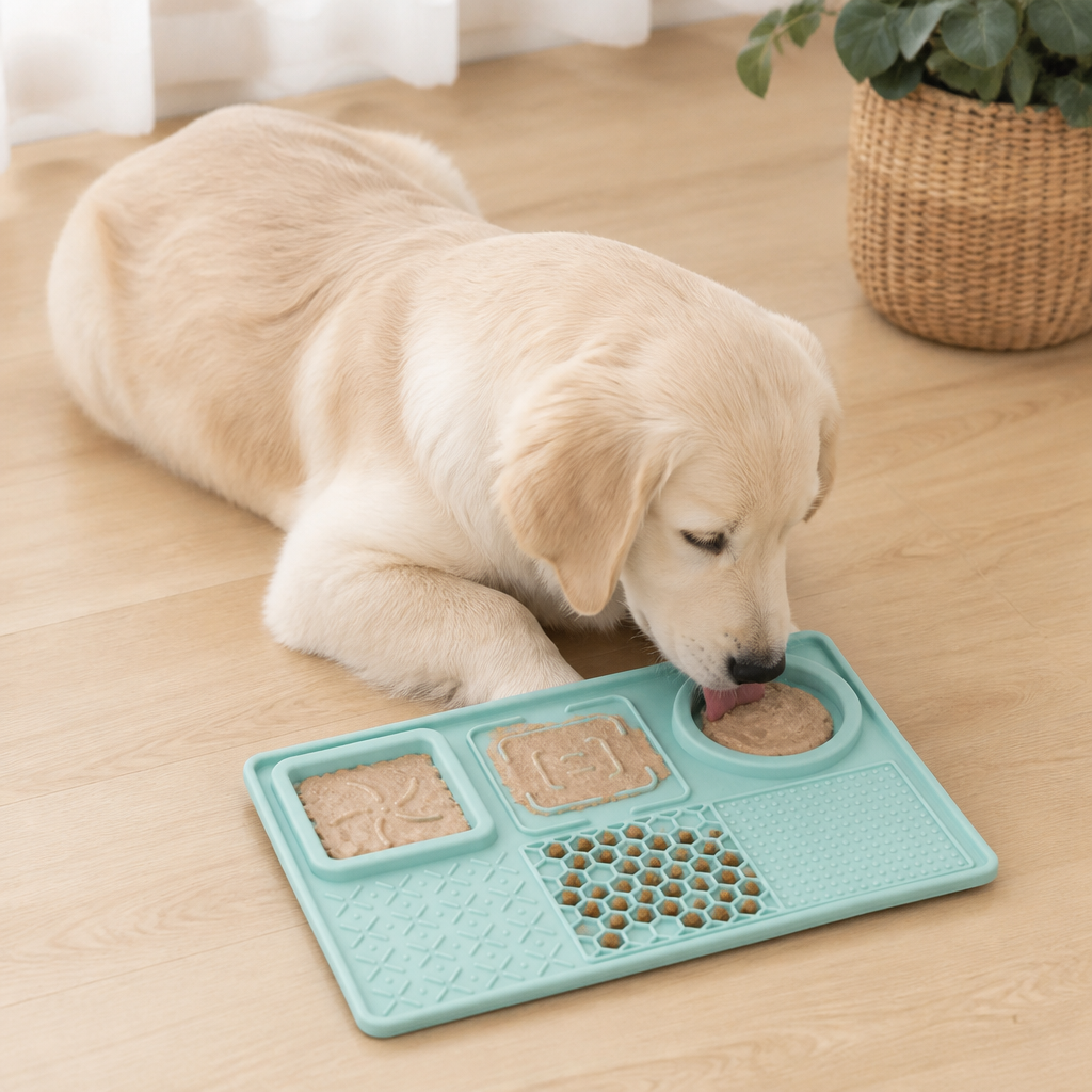 DogBedHouse Food-Grade Silicone Suction-Cup Licking Mat (4-Section)