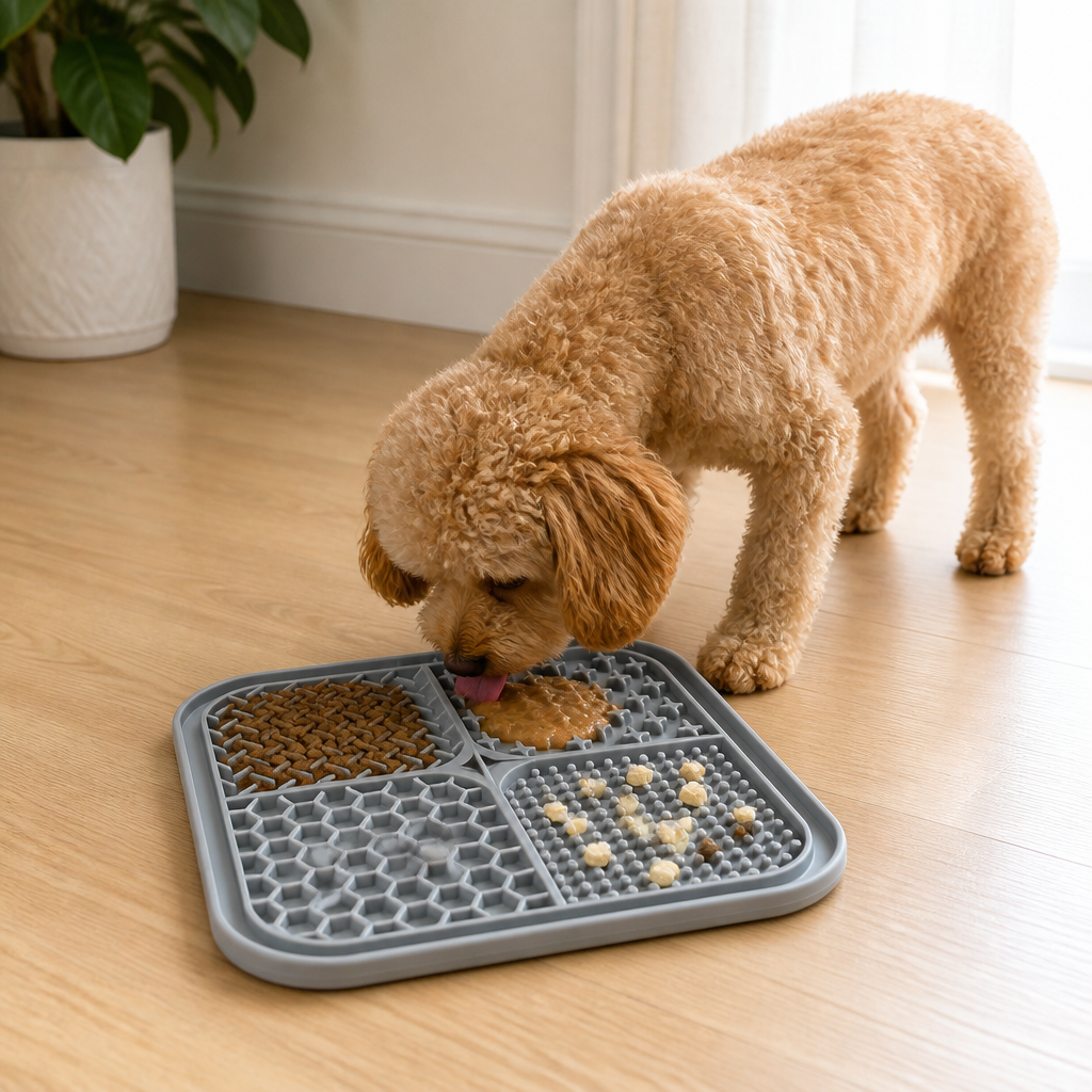 DogBedHouse Food-Grade Silicone Suction-Cup Licking Mat (4-Section)