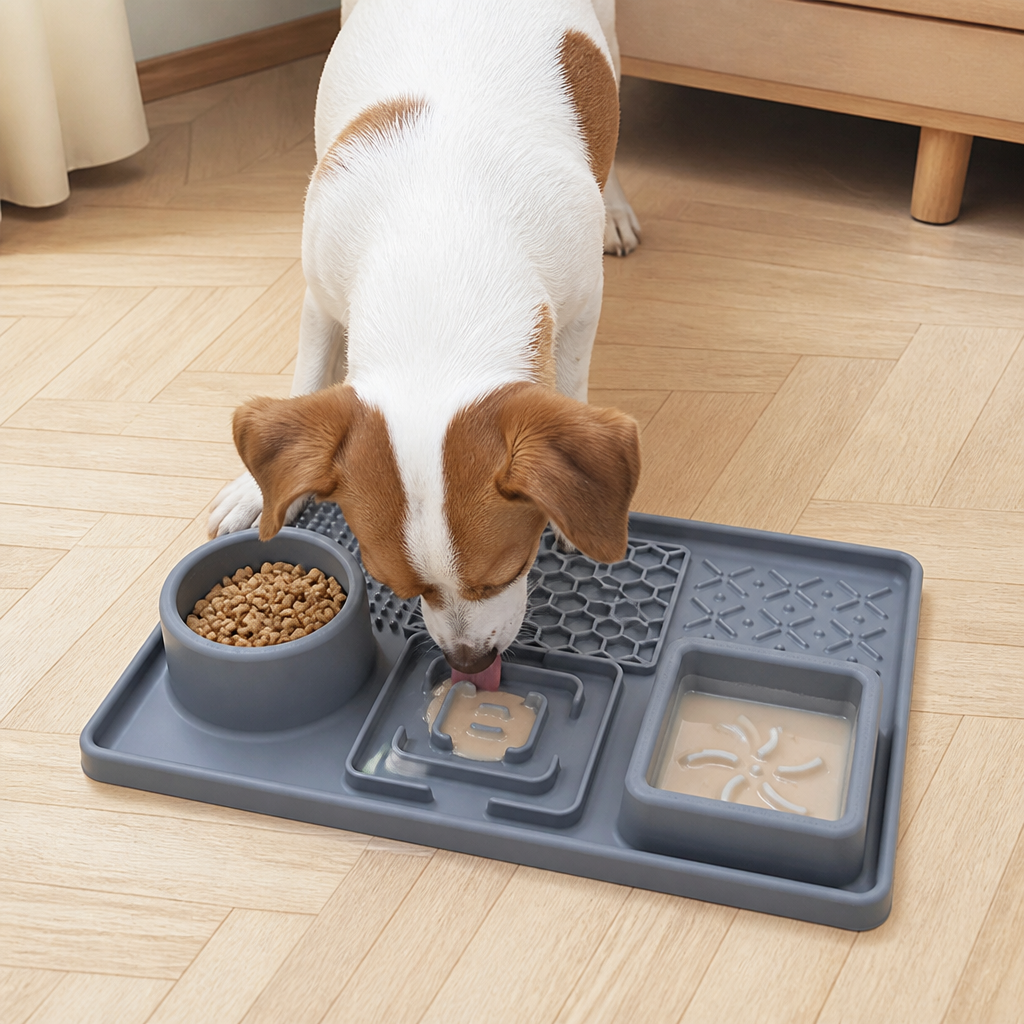 DogBedHouse Food-Grade Silicone Suction-Cup Licking Mat (4-Section)